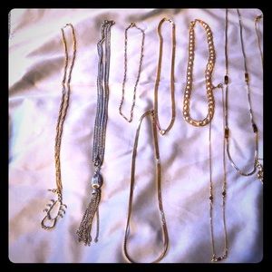 Necklaces, gold, silver, gemstones, and bracelets